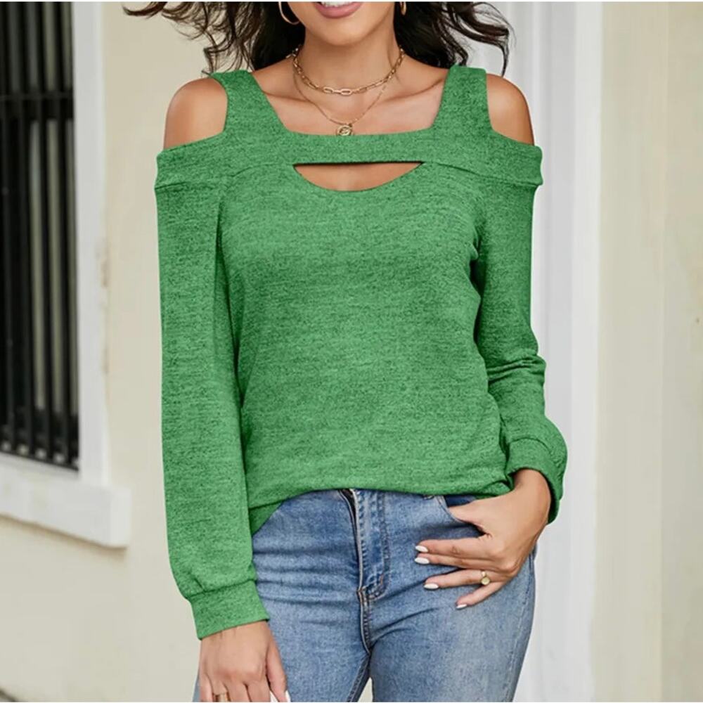 Green Cold Shoulder Top in XL